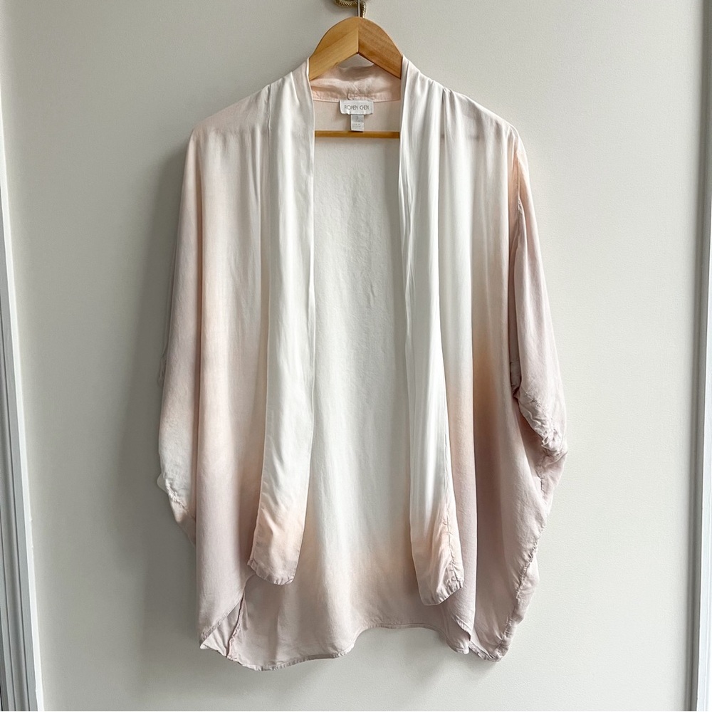 [ronen chen] viscose open shawl woven cardigan neutral ombre 10